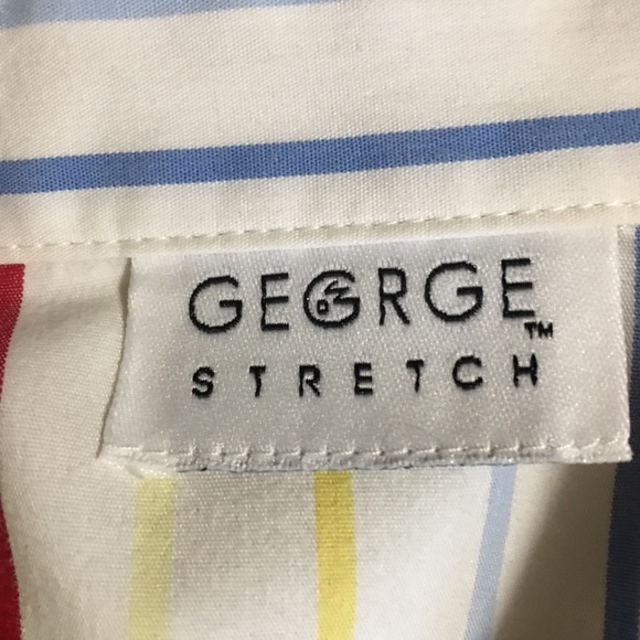 Striped Multi color button up top with collar 3/4 sleeves George stretch - Picture 8 of 10